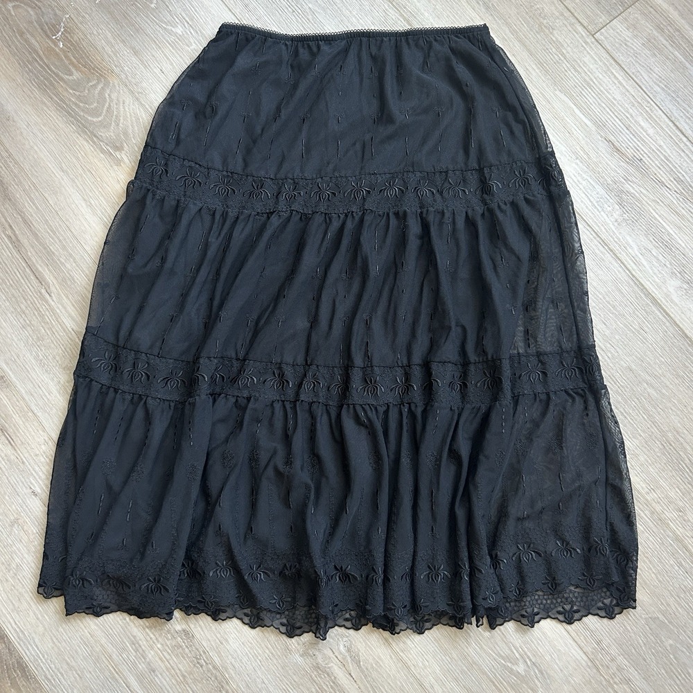 Avenue Black Mesh Overlay Skirt Womens 14/16 Goth Sheer Grunge‎ Festival Sleaze
